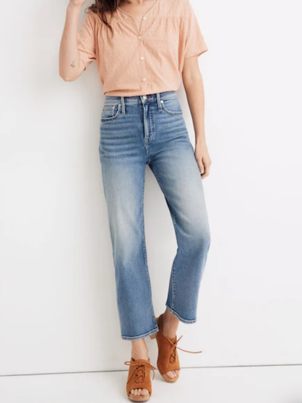 Madewell Slim Wide Leg Crop Jeans Reggie Wash